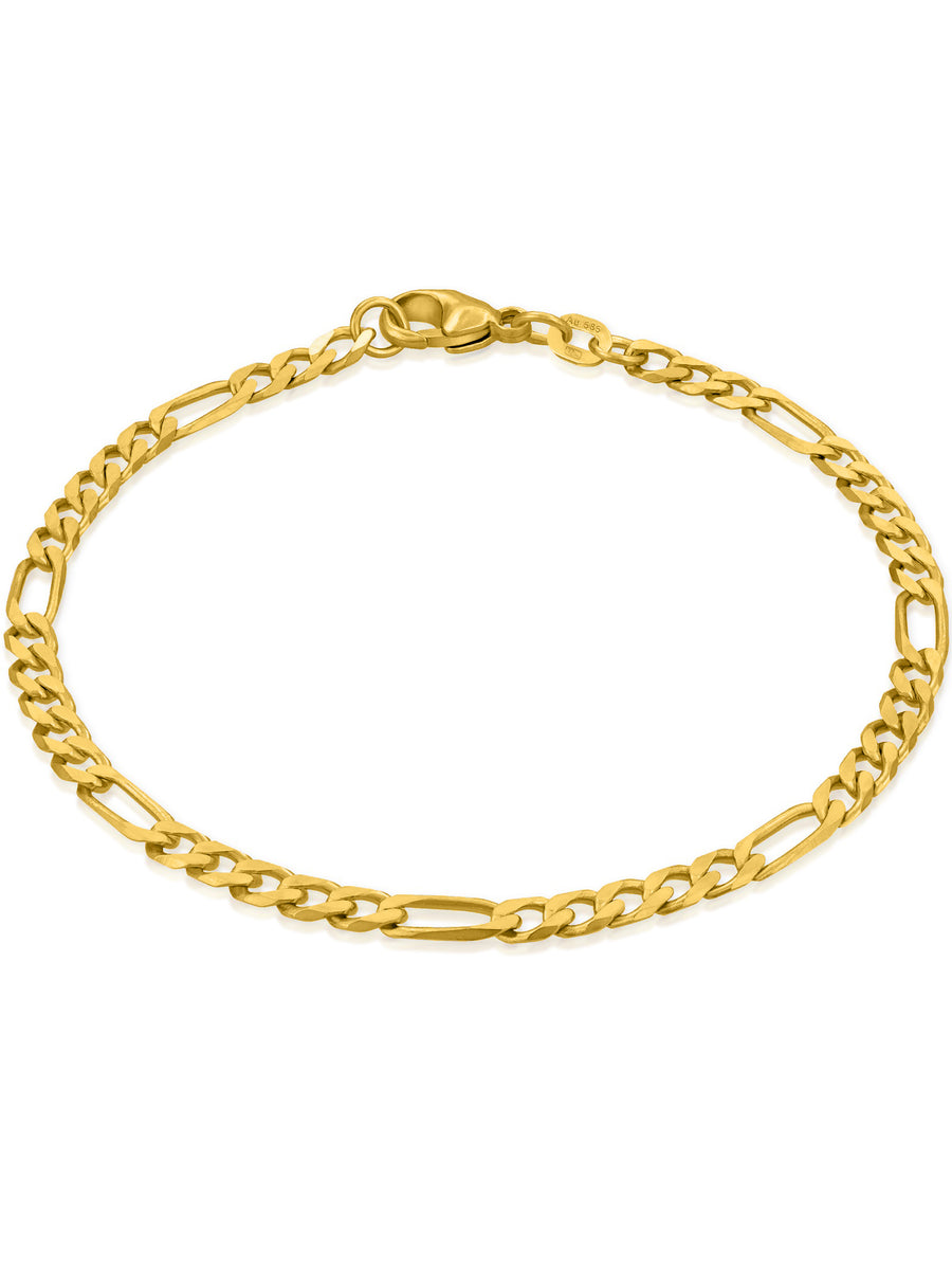 Figarokette 5:1 VARIED 14k Echtgold Diamantiert