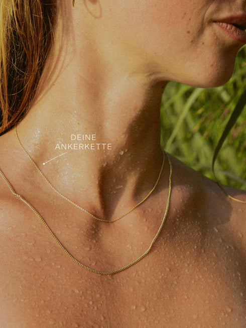 Ankerkette DELICATE Zierlich 14k Echtgold Diamantiert