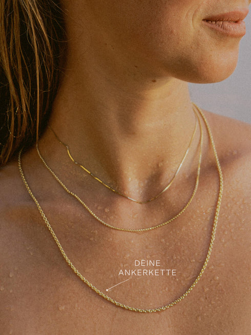 Ankerkette DELICATE Minimalistisch 14k Echtgold – Detailansicht