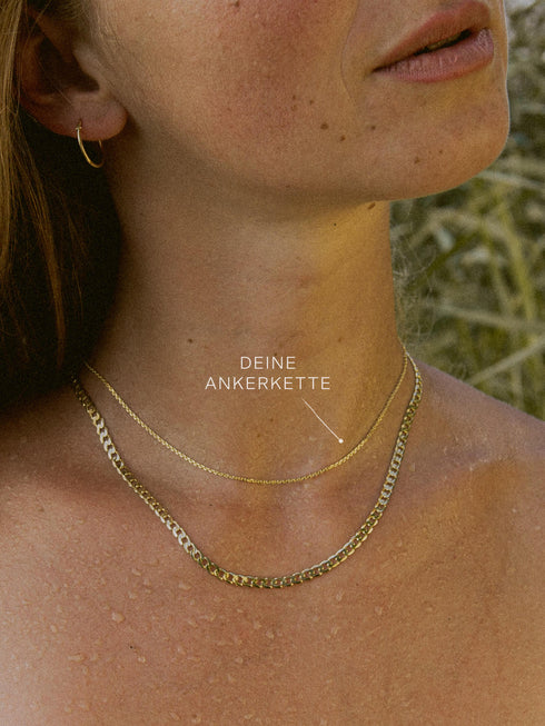 Ankerkette DELICATE Filigran Diamantiert 8k Gold