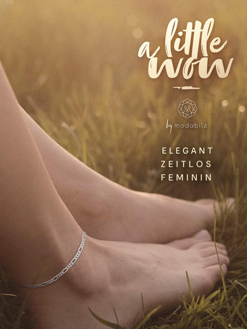 Fußkette Figarokette VARIED Silber – Detailansicht
