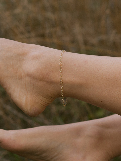 Fußkette Herzkette HEART 8k Gold