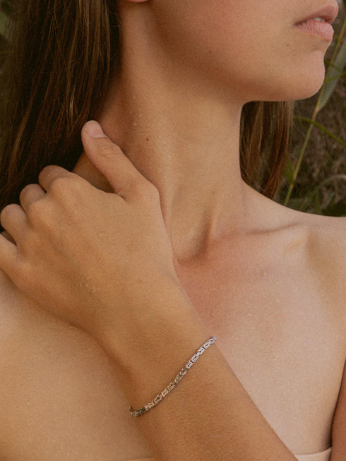 Armband Königskette 2,8 mm Rhodiniert Silber