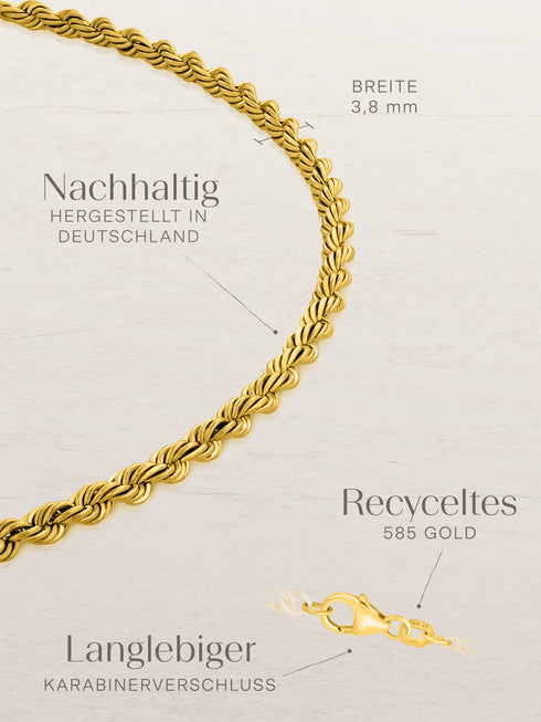 Armband Kordelkette SWIRL 14k Echtgold