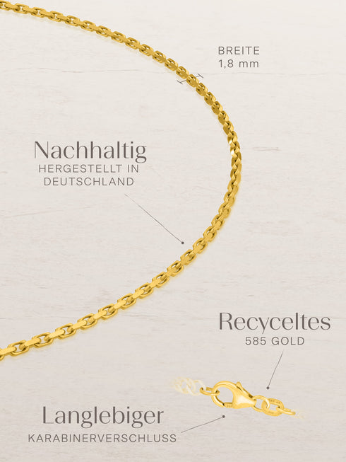 Armband Ankerkette DELICATE Elegant 14k Echtgold Diamantiert