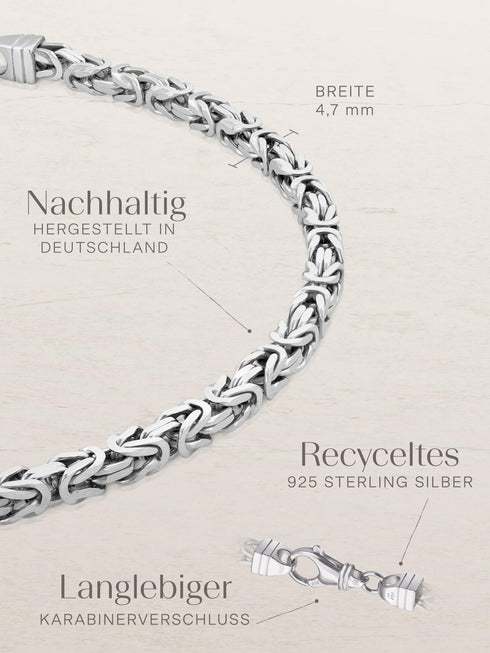 Armband Königskette ROYAL Modern Silber Rhodiniert