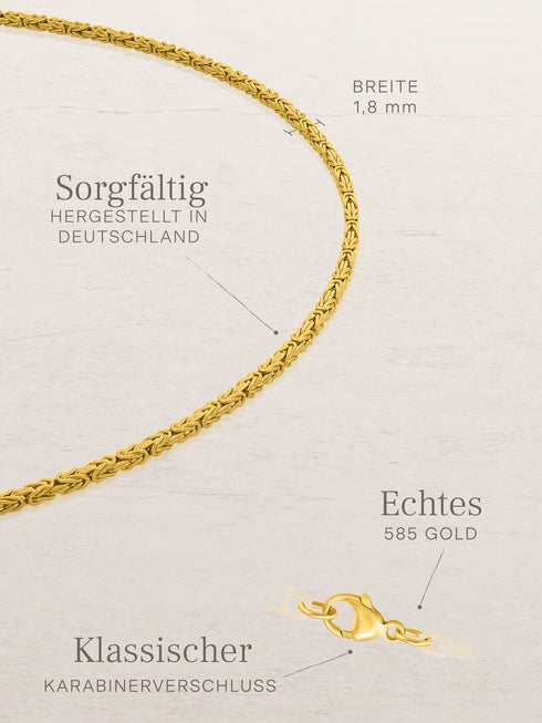 Armband Königskette ROYAL Dezent Echtgold – Detailansicht