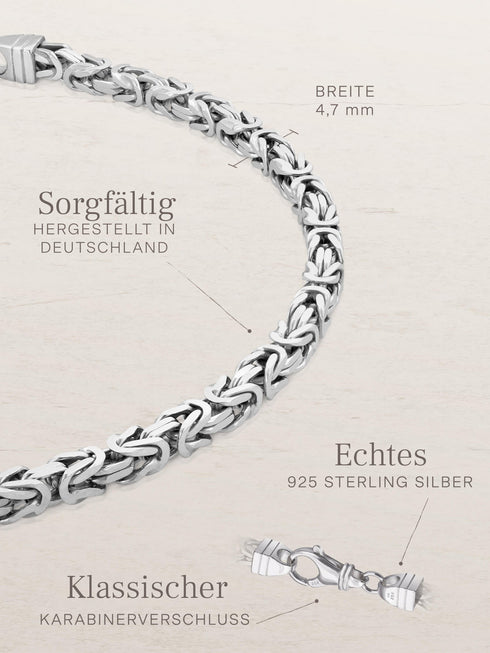 Armband Königskette ROYAL Modern Silber Rhodiniert – Detailansicht