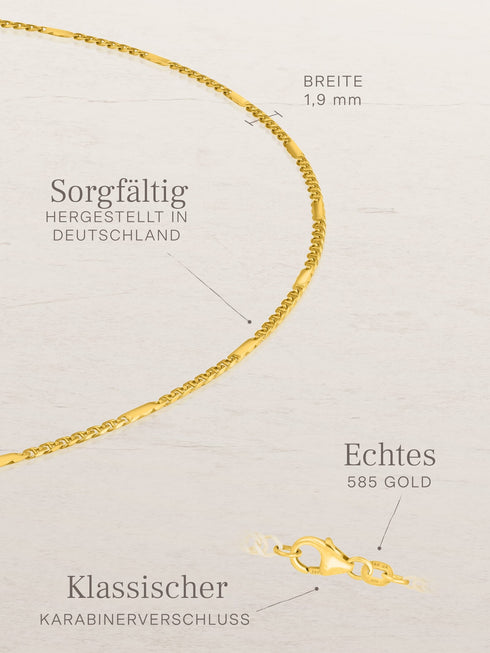 Armband Panzerkette TIMELESS 14k Echtgold – Detailansicht