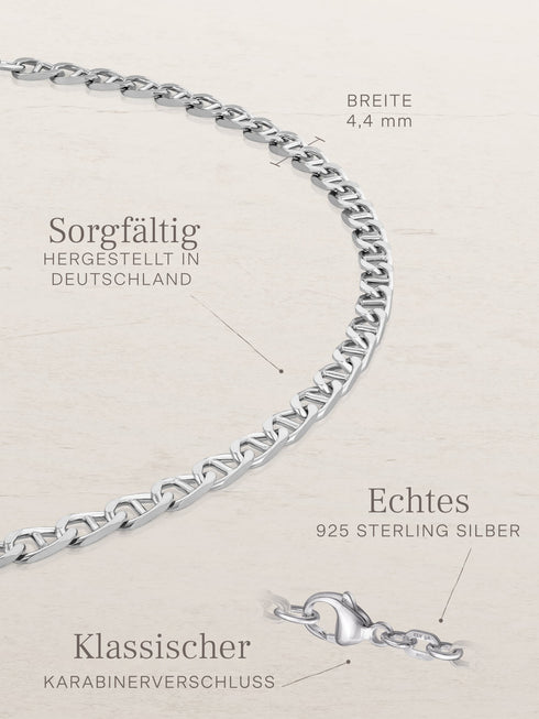 Armband Panzerkette TIMELESS Robust Silber – Detailansicht