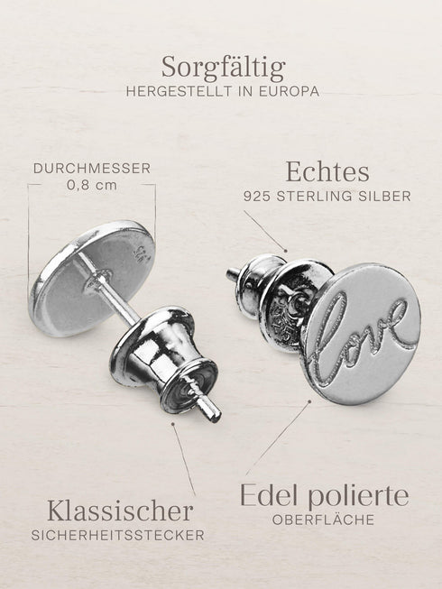 Ohrringe LOVE Silber Rhodiniert – Detailansicht