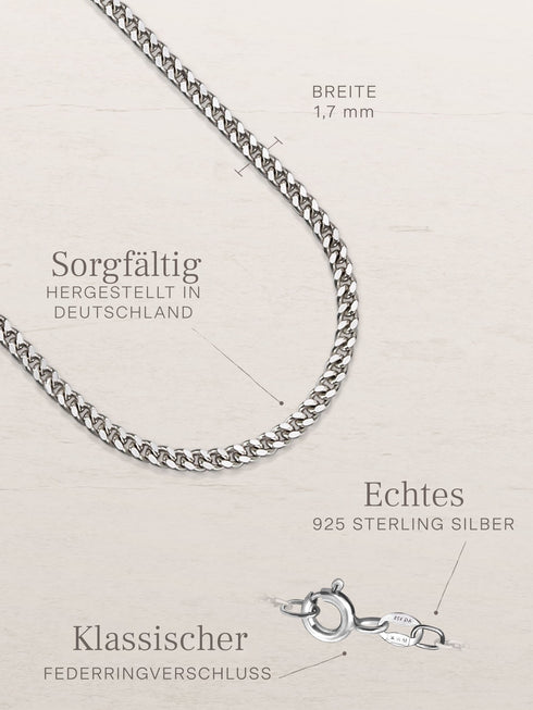 Panzerkette TIMELESS Schlicht Silber – Detailansicht