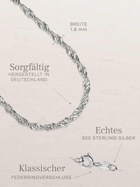 Singapurkette SINGAPORE Elegant Silber – Detailansicht