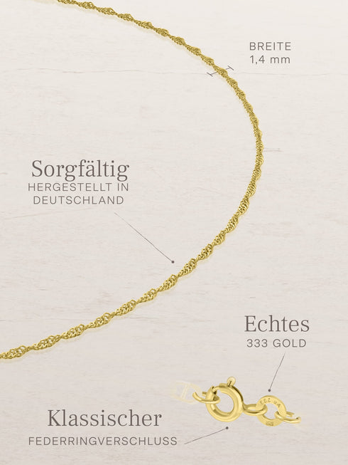 Fußkette Singapurkette SINGAPORE Filigran 8k Gold – Detailansicht