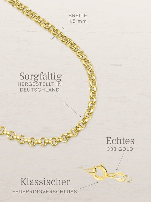 Erbskette TENDER Filigran 8k Gold – Detailansicht