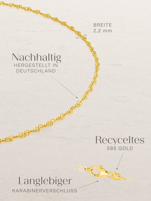 Armband Singapurkette SINGAPORE Elegant 14k Echtgold