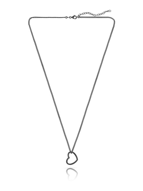 Kettenanhänger HEART Schwarz Rhodiniert