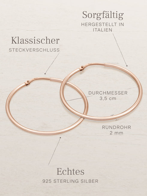 Kreis Creolen HOOP Klassisch Roségold Vergoldet – Detailansicht