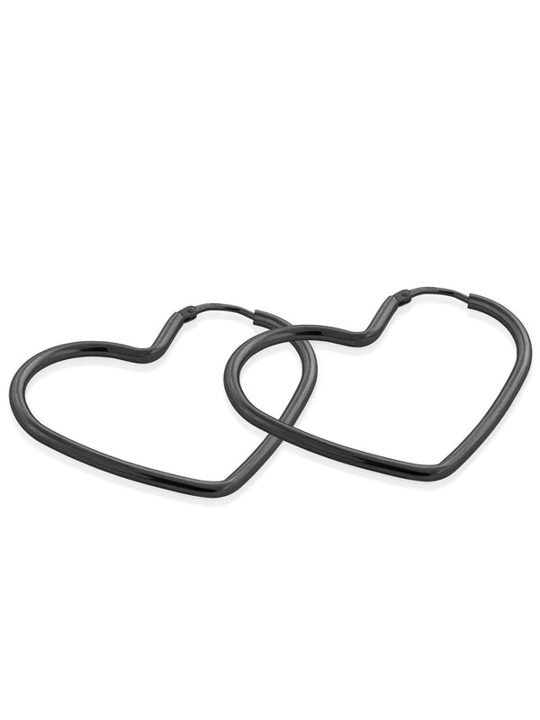Creolen HEART Schwarz Rhodiniert Creolen HEART Schwarz Rhodiniert