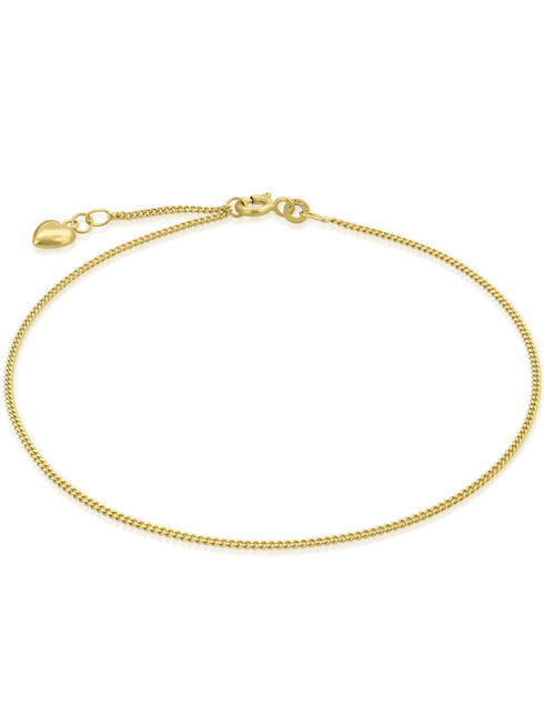 Fußkette Panzerkette mit Herz TIMELESS HEART 8k Gold