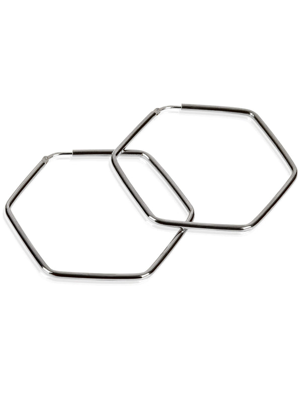 Creolen HEXAGON Klassisch Schwarz Rhodiniert Creolen HEXAGON Klassisch Schwarz Rhodiniert