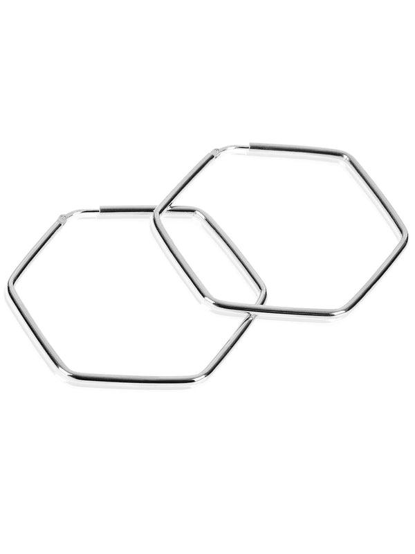 Creolen HEXAGON Klassisch Silber Rhodiniert Creolen HEXAGON Klassisch Silber Rhodiniert