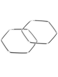 Creolen HEXAGON Klassisch Silber Rhodiniert