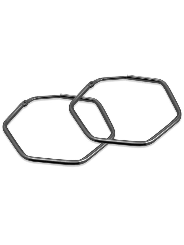 Creolen HEXAGON Dezent Schwarz Rhodiniert Creolen HEXAGON Dezent Schwarz Rhodiniert