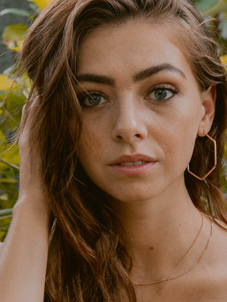 Creolen HEXAGON Klassisch Roségold Vergoldet