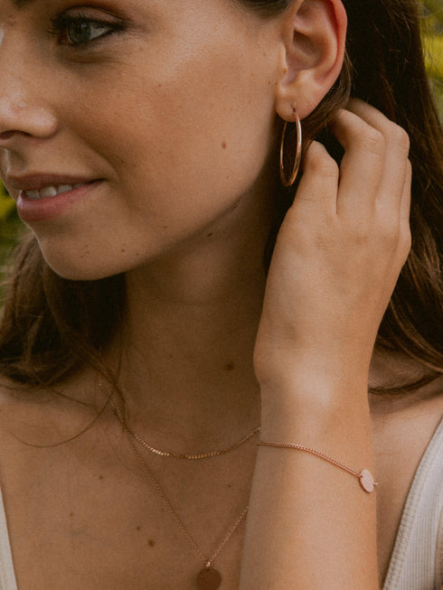 Kreis Creolen HOOP Klassisch Roségold Vergoldet getragen