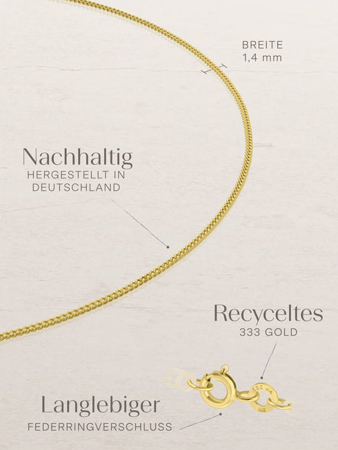 Fußkette Panzerkette mit Zirkonia TIMELESS 8k Gold