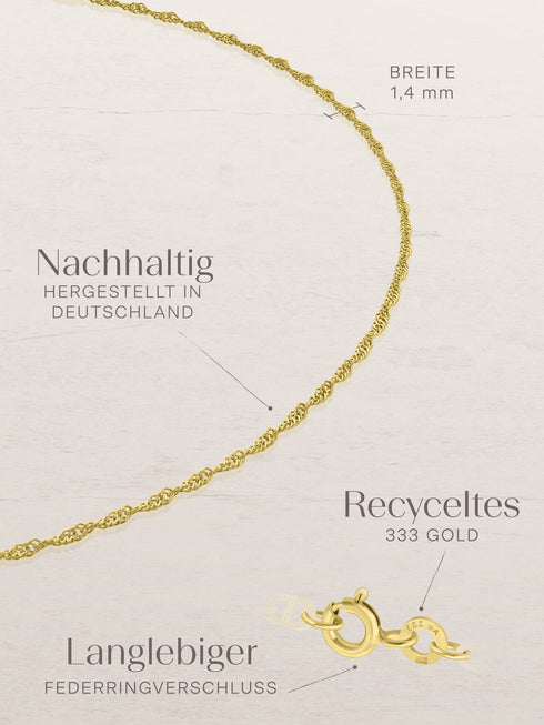 Fußkette Singapurkette SINGAPORE Filigran 8k Gold