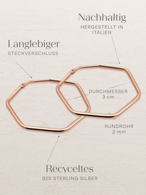 Creolen HEXAGON Dezent Roségold Vergoldet