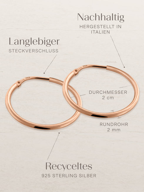 Kreis Creolen HOOP Dezent Roségold Vergoldet