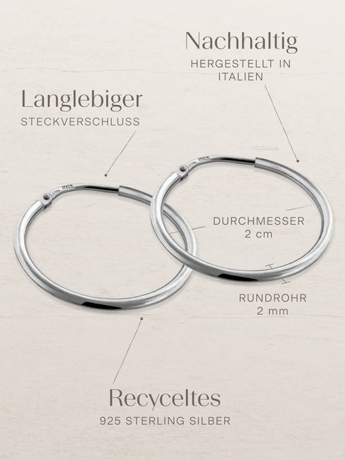 Kreis Creolen HOOP Dezent Silber Rhodiniert