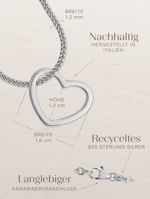 Kettenanhänger HEART Silber Rhodiniert