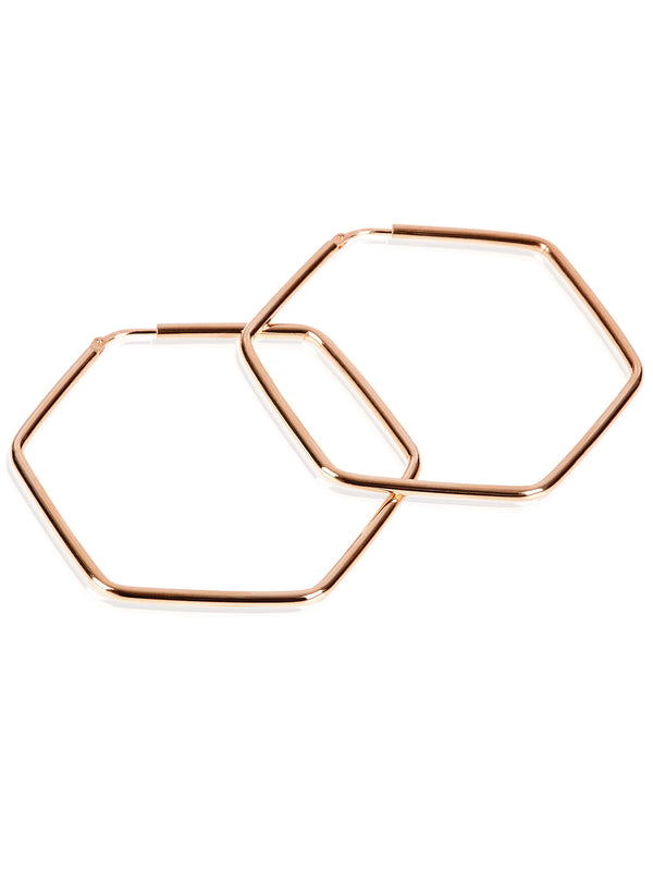 Creolen HEXAGON Klassisch Roségold Vergoldet